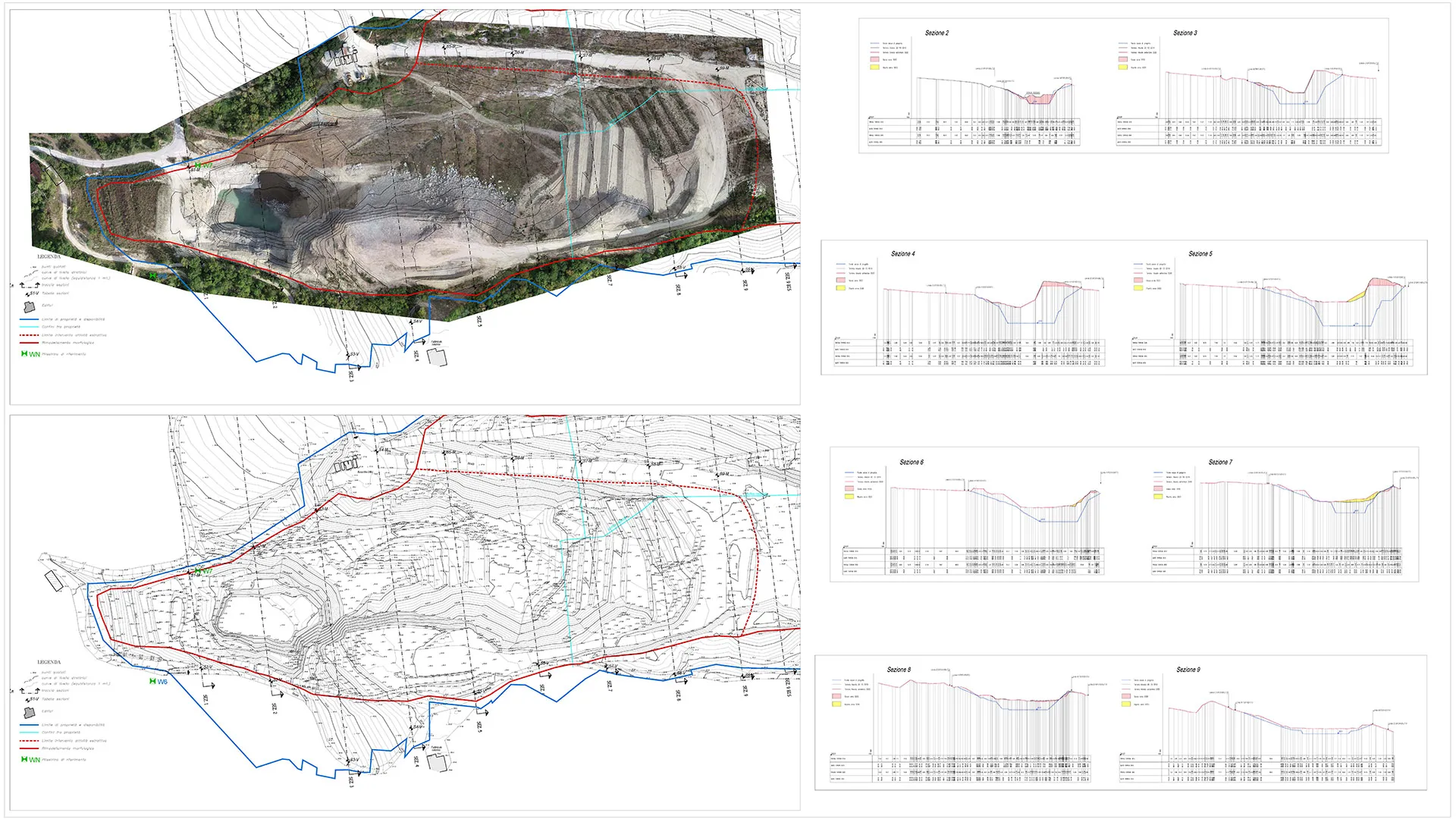 Rilievi topografici in cave di calcare